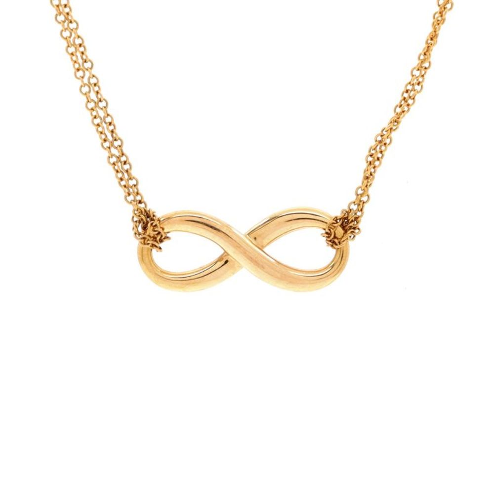 Tiffany & Co. Infinity Double Chain Pendant Necklace 18K Gold